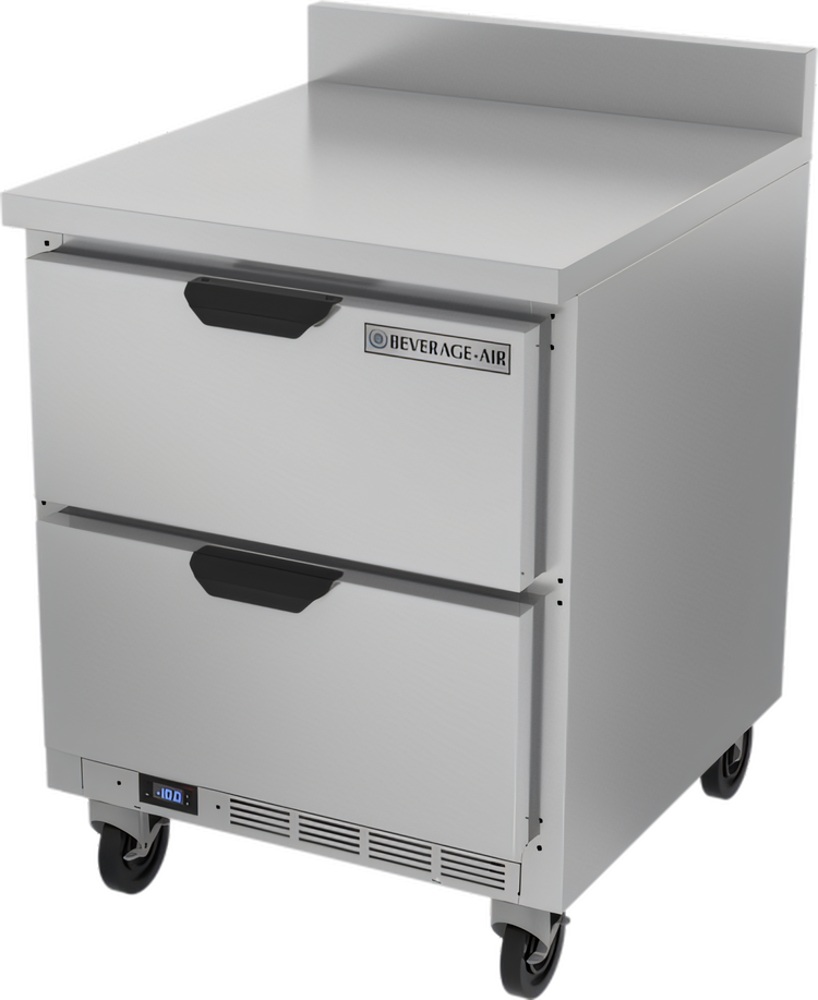 Product image #1 for Beverage-Air 27-Inch 2-Drawer Worktop Freezer with 4-Inch Backsplash, 6.13 Cu. Ft., Rear-Mounted Self-Contained Refrigeration