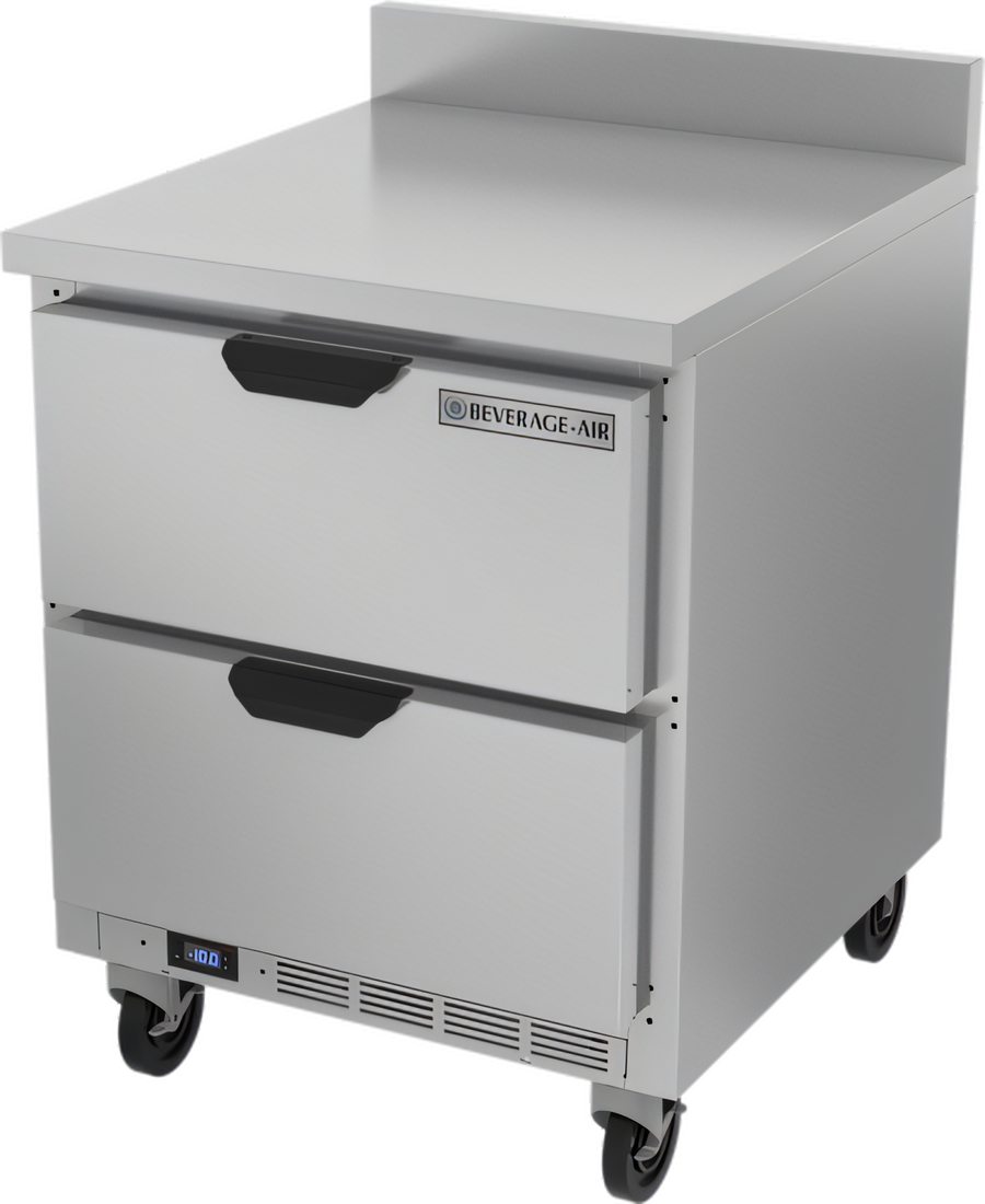 Product image #1 for Beverage-Air 27-Inch 2-Drawer Worktop Freezer with 4-Inch Backsplash, 6.13 Cu. Ft., Rear-Mounted Self-Contained Refrigeration