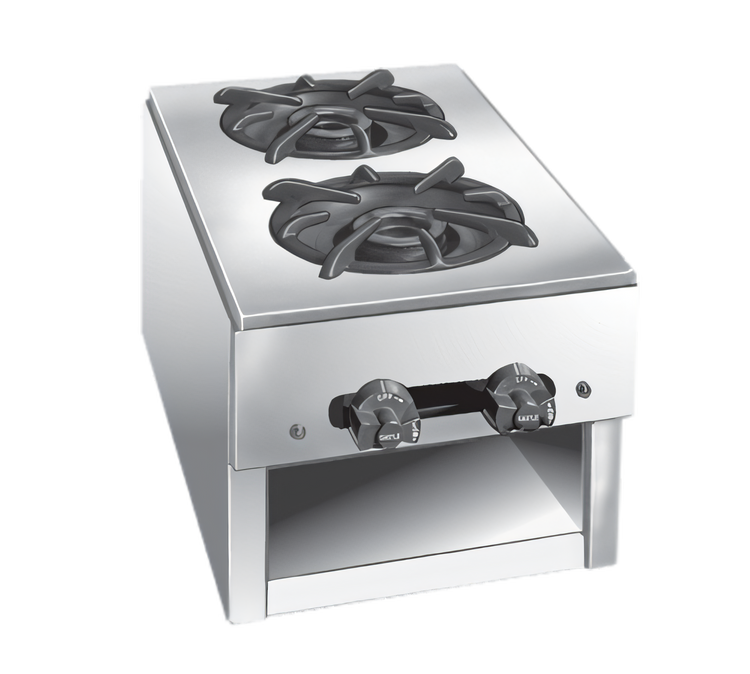 Product image #1 for Comstock-Castle 10-Inch Wide Countertop Gas Hot Plate, 2 Burners, Stainless Steel, 24,000 BTU
