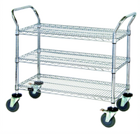 Quantum WRC-2148-3 Chrome Plated 3-Shelf Utility Bus Cart, 1200 lb Capacity