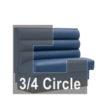 Thumbnail image #1 for ATSMFG ATS AT&S-ATQ-W36-3CHHO GR8 William Three Quarter Circle Booth, single, 48" x 90" x 90" x 48"long x 36" high, 3-channel Horizontal back