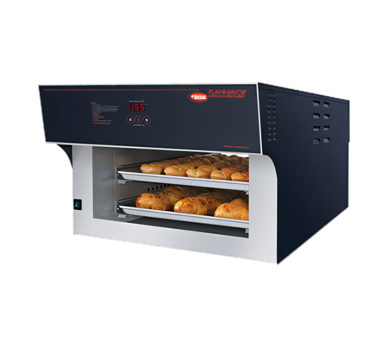Product image #1 for Hatco Flav-R-Savor Air Curtain Heated Display Pass-Thru Cabinet, Countertop, 2-Tier Full-Size Sheet Pan Slides