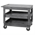 Thumbnail image #1 for Quantum 3-Shelf Polymer Flat-Top Utility Cart, 40 x 26 Inches, Gray