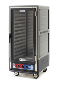 Metro C5 3 Series Mobile Moisture Heated Holding & Proofing Cabinet, 3/4 Height, Gray Insulation Armour, Full-Length Clear Door, Lip Load Slides