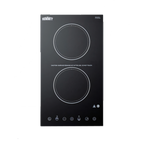 Thumbnail image #1 for Summit Commercial CR2B15T1B 2-Burner Radiant Electric Built-In Cooktop, 1,200W Burners, Black Ceramic Glass, Digital Touch Controls
