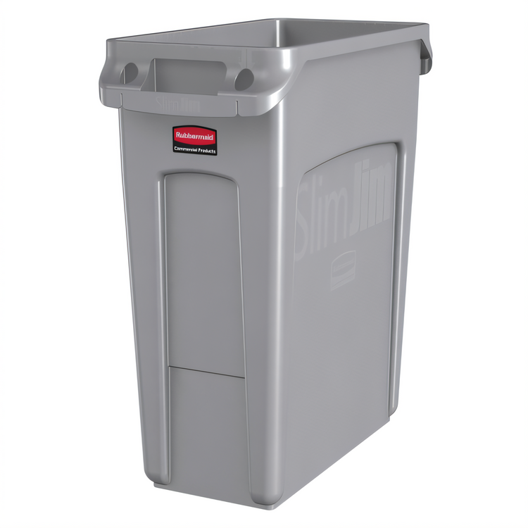 Product image #1 for Rubbermaid Commercial Slim Jim 16-Gallon Gray Open-Top Rectangular Trash Can