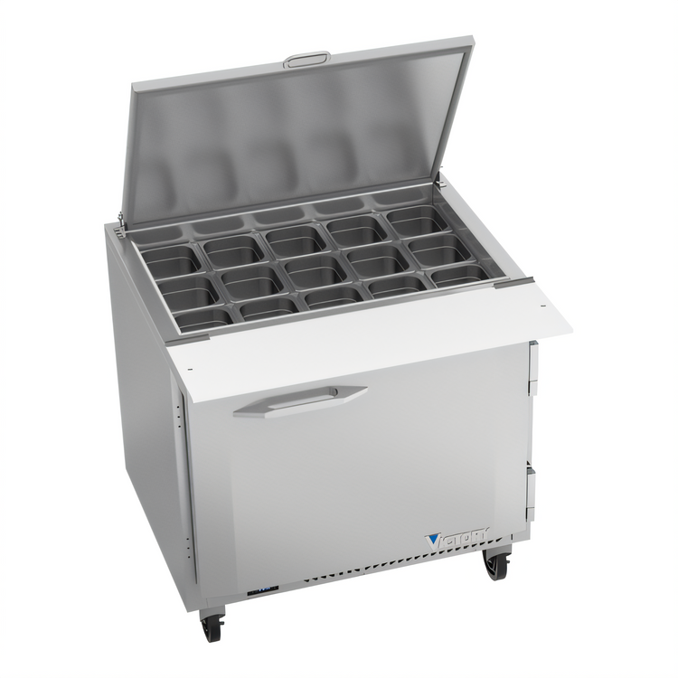 Product image #1 for Victory UltraSpec V-Core 36-Inch One-Section Self-Contained Mega Top Sandwich Prep Refrigerator with 15-Pan Opening