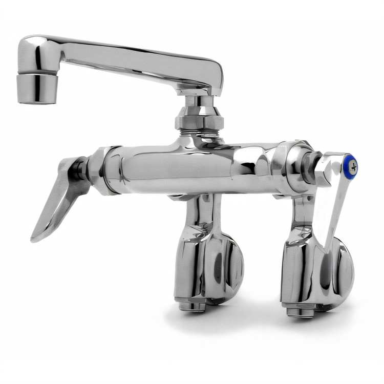 Product image #1 for T&S Brass B-0243 Wall-Mount Sink Mixing Faucet with 6-Inch Cast Swivel Spout and Lever Handles