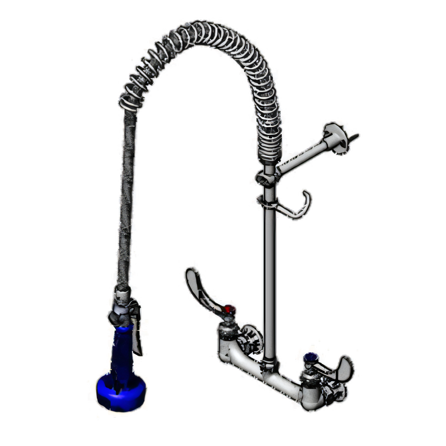 Product image #1 for T&S Brass EasyInstall 8-Inch Wall Mount Pre-Rinse Unit with 18-Inch Riser, 44-Inch Hose, Ceramic Cartridges, and 1.07 GPM Spray Valve