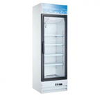 Thumbnail image #1 for Omcan USA 50035 14 Cu. Ft. One-Section Glass Door Merchandiser Refrigerator, White, Bottom-Mount Self-Contained