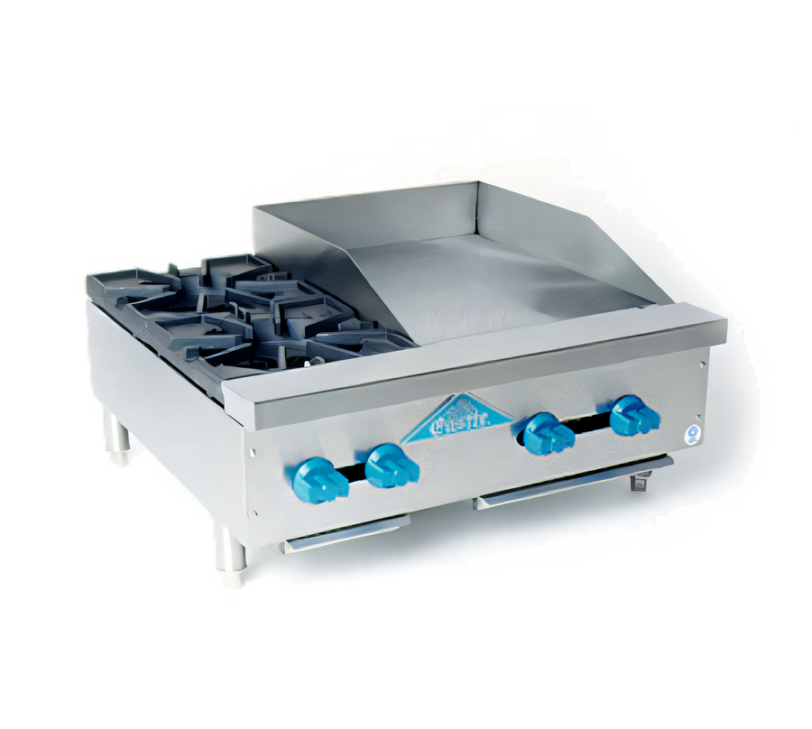Product image #1 for Comstock-Castle 30-Inch Countertop Gas Hotplate/Griddle Combination with 18-Inch Griddle Plate and 2 Star Burners