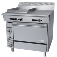Garland Cuisine Series Heavy Duty 36-Inch Natural Gas Combination Top Range with Thermostatic Griddle, Hot Top, and Convection Oven