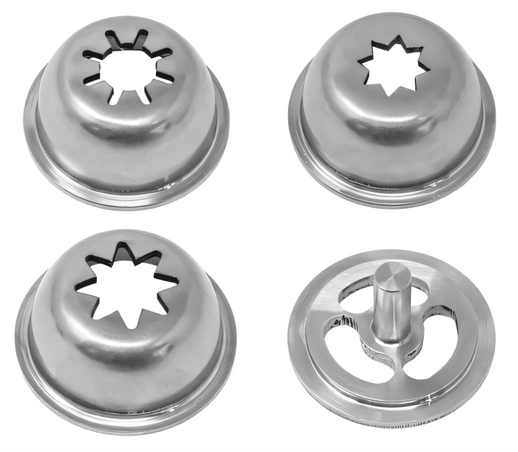 Product image #1 for Stainless Steel Churro Nozzle Set for Standard Sausage Stuffers, 6 Shapes