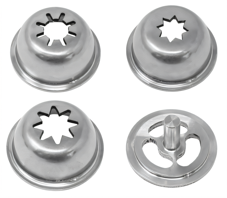 Product image #1 for Stainless Steel Churro Nozzle Set for Standard Sausage Stuffers, 6 Shapes