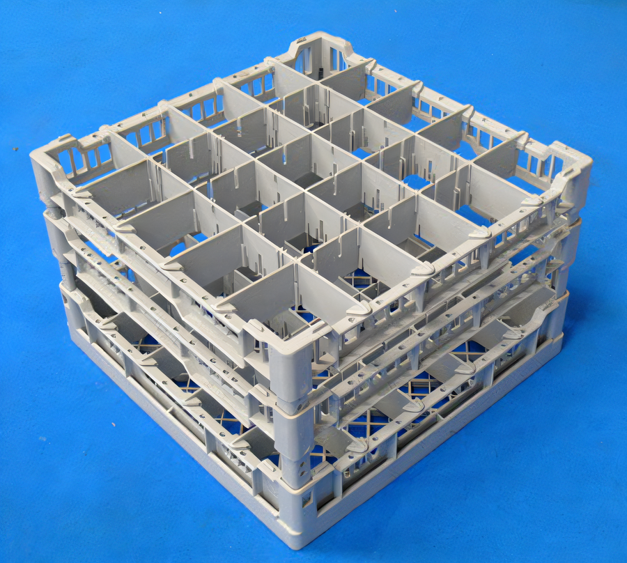 Product image #1 for Lamber 25-Compartment Gray Plastic Glass Rack, 15-1/2" Square x 10" High