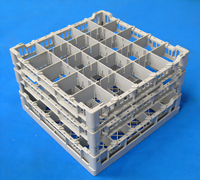 Lamber 25-Compartment Gray Plastic Glass Rack, 15-1/2