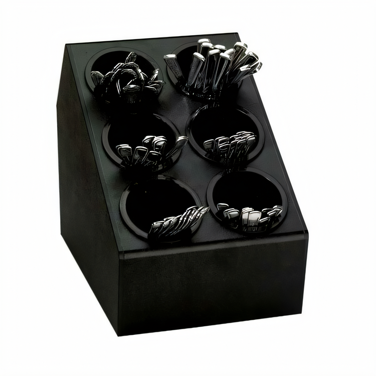 Product image #1 for Dispense-Rite CTSH-6BT 6-Compartment Countertop Silverware Organizer with Inserts, Black Polystyrene