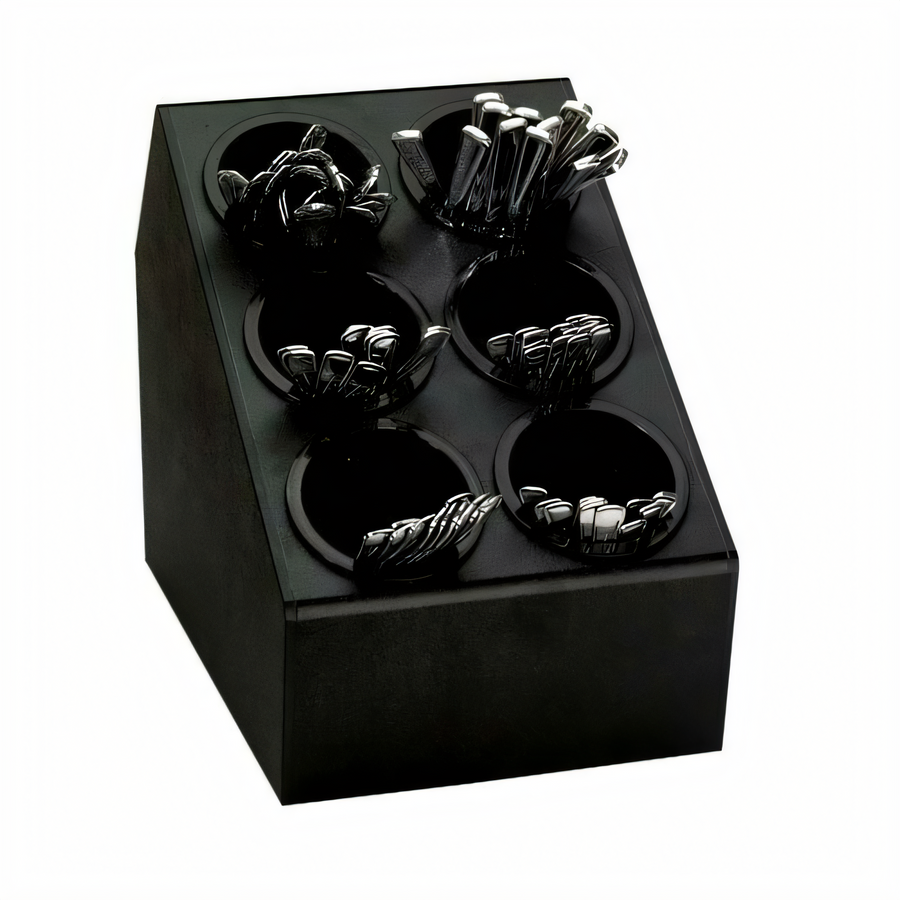 Product image #1 for Dispense-Rite CTSH-6BT 6-Compartment Countertop Silverware Organizer with Inserts, Black Polystyrene