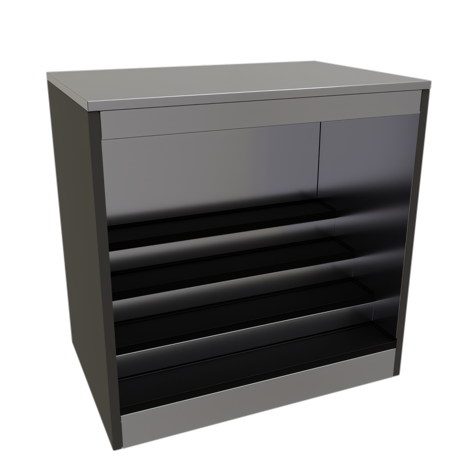 Product image #1 for Glastender BLD-36 36-Inch Wide Open Front Back Bar Liquor Display Cabinet with 3-Step LED Lighting