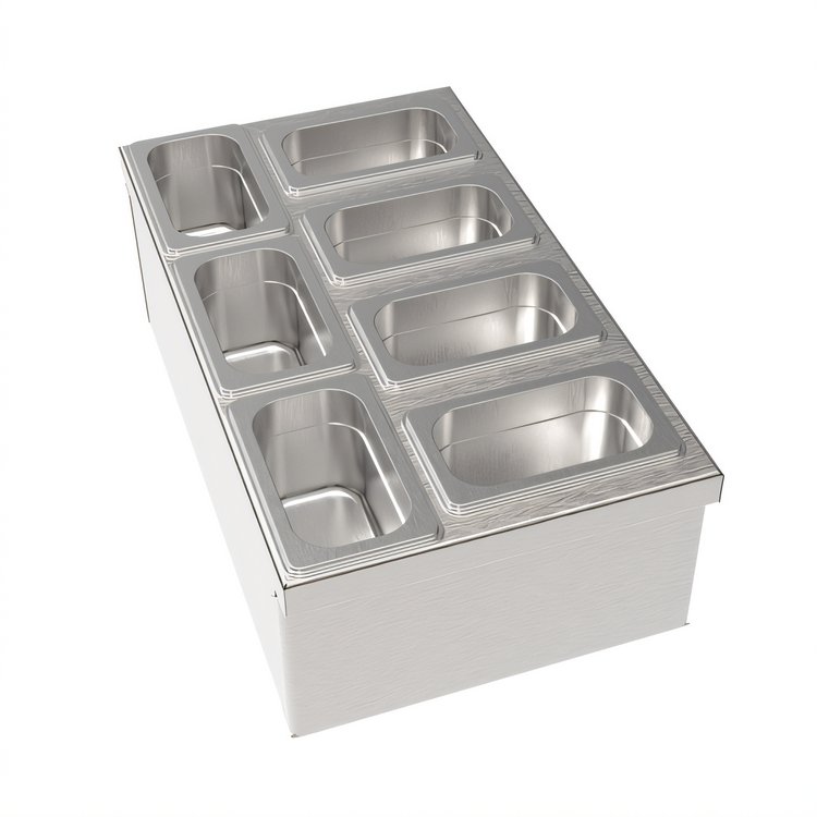Product image #1 for MoveWell 12-Inch Modular Condiment Tray Garnish Rack with 7 Stainless Steel Cups