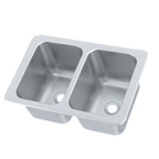 Thumbnail image #1 for Vollrath 102-1-2 Drop-In Two-Compartment Self-Rimming Sink, 20-Gauge 304 Stainless Steel, 25 x 17 Inches, Without Drainboards