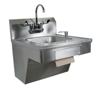 John Boos Pro-Bowl ADA Wall-Mount Stainless Steel Hand Sink with Gooseneck Faucet, 14 x 16 x 5 Inch Bowl