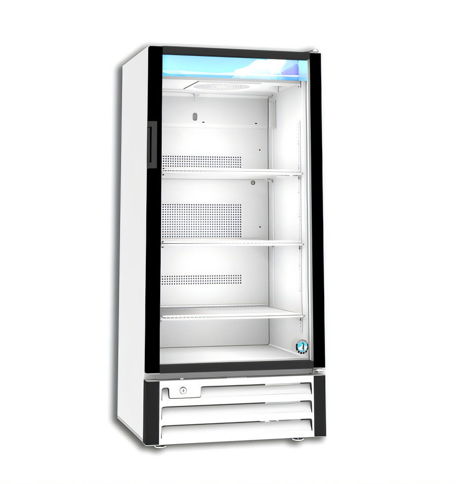 Product image #1 for Hoshizaki RM-10-HC-WHT 1-Section Reach-In Glass Door Merchandiser Refrigerator, 8.75 Cu. Ft., Bottom-Mount, White