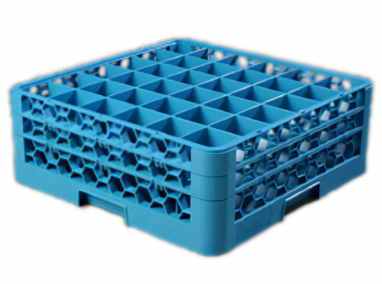 Product image #1 for OptiClean 36-Compartment Full-Size Blue Dishwasher Glass Rack with 2 Extenders