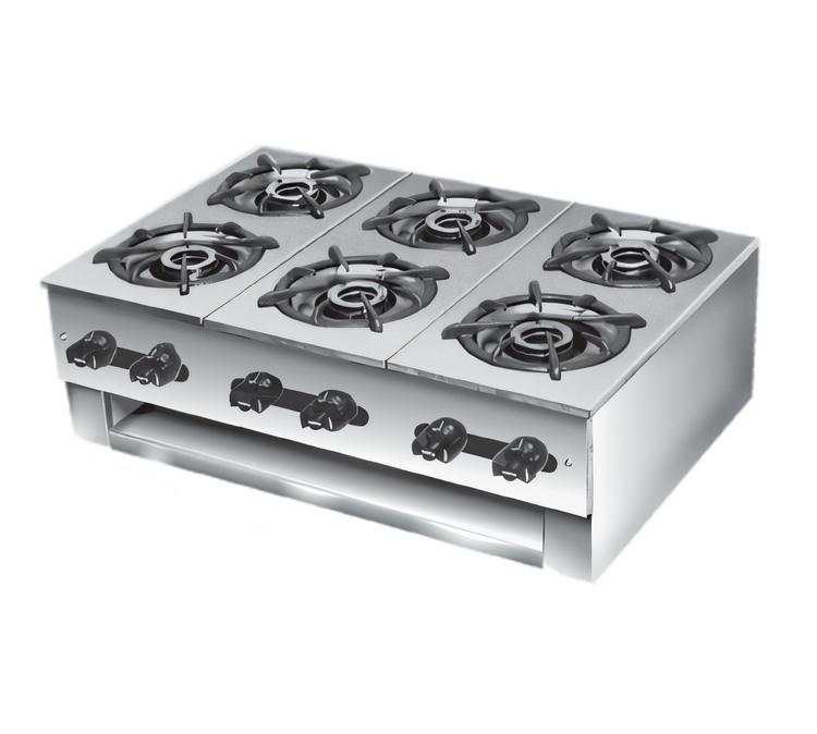 Product image #1 for Comstock-Castle 30-Inch Countertop Gas Hot Plate, 6 Burners, Stainless Steel