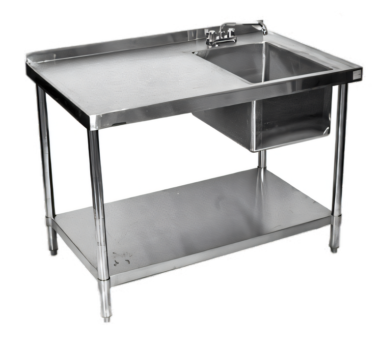 Product image #1 for Klinger's Trading 60" x 30" Stainless Steel Right-Side Prep Sink Work Table with Undershelf