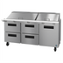 Thumbnail image #1 for Hoshizaki Steelheart SR72B-30MD4 72-Inch Three-Section Mega Top Prep Refrigerator with 1 Solid Hinged Door and 4 Drawers
