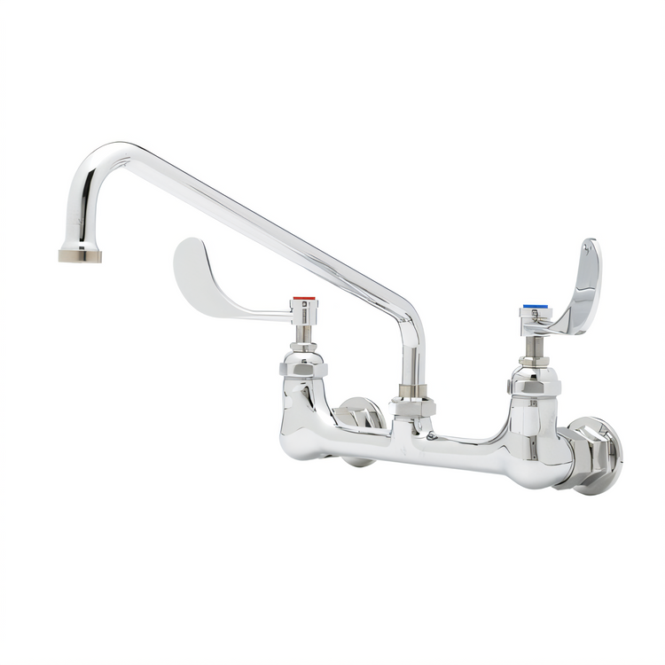 Product image #1 for T&S Brass 8" Wall Mount Swivel Pantry Mixing Faucet with 12" Swing Nozzle