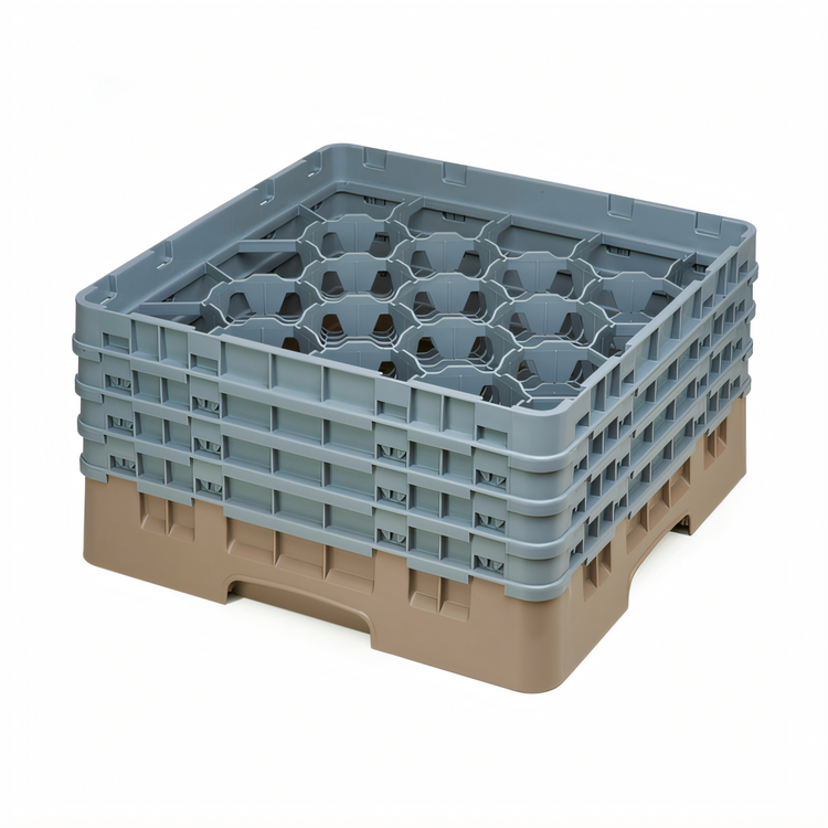 Product image #2 for Cambro Camrack Full Size 20-Compartment Glass Rack with 4 Soft Gray Extenders