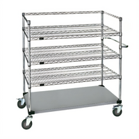 Quantum 4-Shelf Stainless Steel Utility Cart with 3-Sided Frame and U-Handle, 60 x 24 x 60 Inches, 1,200 lb. Capacity