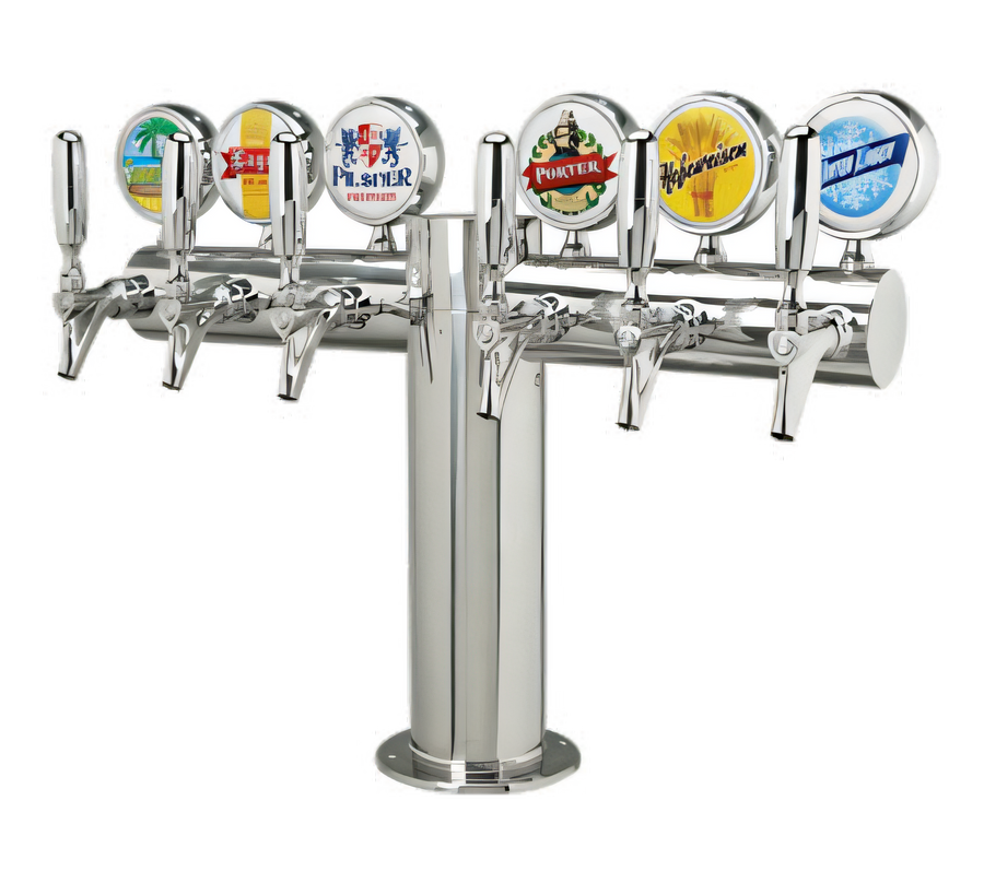 Product image #1 for Metropolis T-Style Countertop Glycol-Cooled 6-Faucet Draft Beer Tower with Illuminated Medallions
