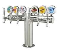 Metropolis T-Style Countertop Glycol-Cooled 6-Faucet Draft Beer Tower with Illuminated Medallions