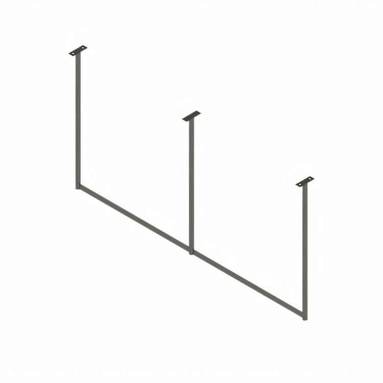 Product image #1 for John Boos Ceiling-Mounted Single-Bar Stainless Steel Pot Rack with 11 Double Hooks, 127-1/4-Inch W x 1-5/8-Inch D x 48-Inch H