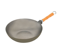 11-1/2-Inch Flat Bottom Steel Wok Pan with Bamboo Handle