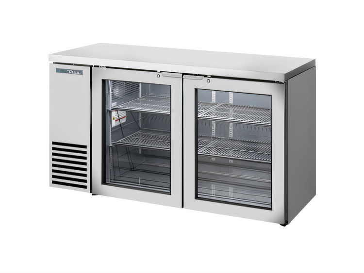Product image #1 for True Two-Section Back Bar Cooler with Glass Hinged Doors, 60-1/8 Inch Wide, Stainless Steel
