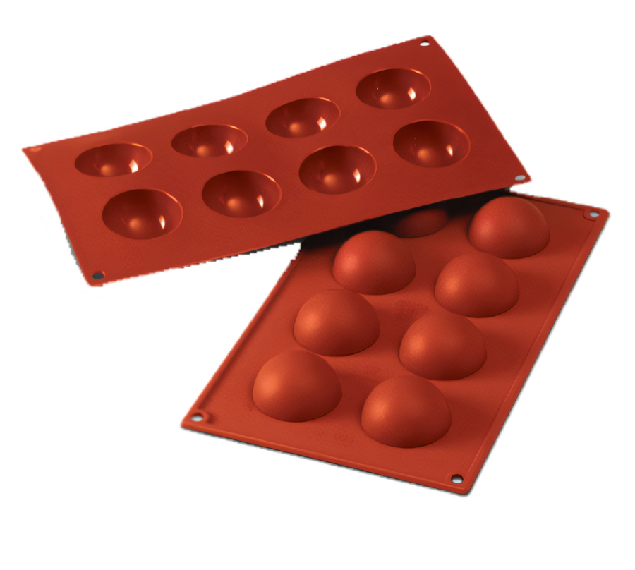 Product image #1 for Silikomart Half-Sphere Silicone Flex Mold, 8 Cavities, Red