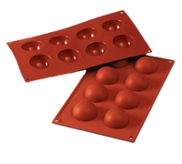 Silikomart Half-Sphere Silicone Flex Mold, 8 Cavities, Red