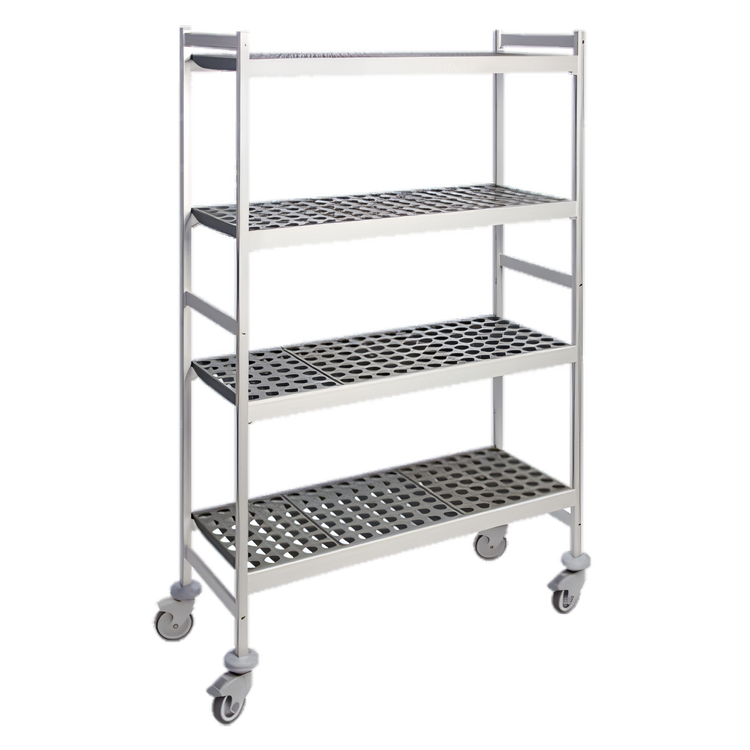 Product image #1 for Fermostock 4-Tier Mobile Perforated Polymer Shelving Unit, 31"W x 22"D x 71"H