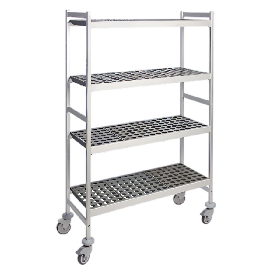 Product image #1 for Fermostock 4-Tier Mobile Perforated Polymer Shelving Unit, 31"W x 22"D x 71"H