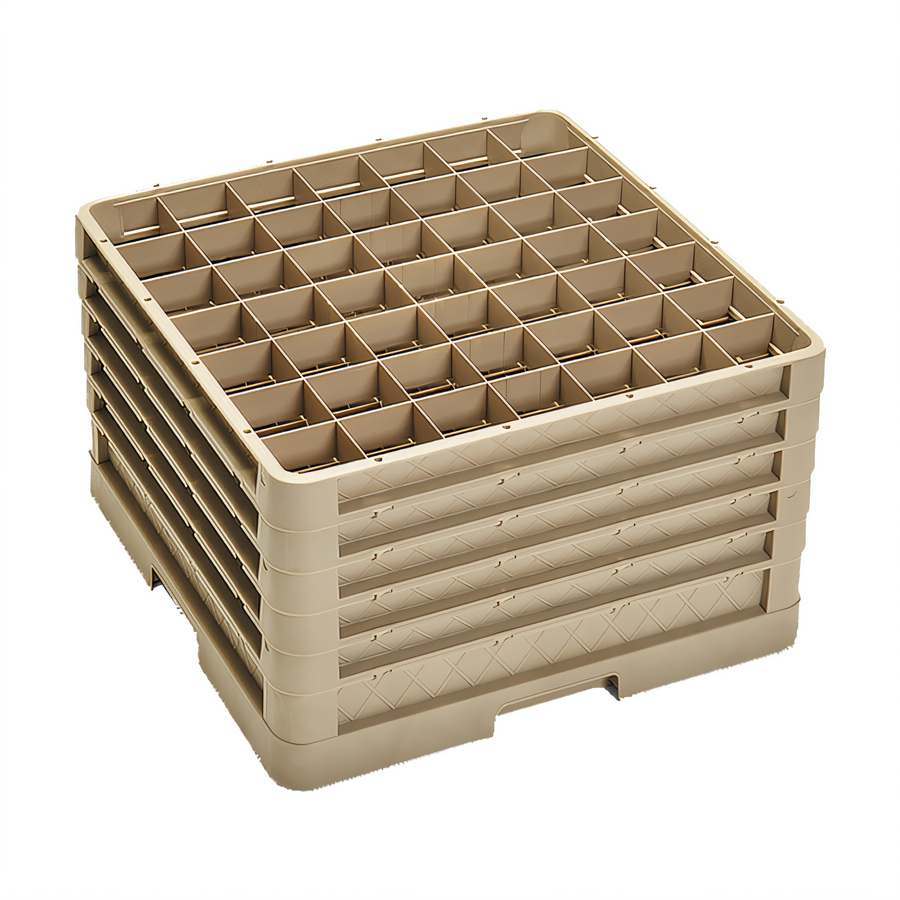 Product image #1 for Traex® Full-Size 49-Compartment Closed-Wall Glass Rack, Beige, 11-Inch Interior Height