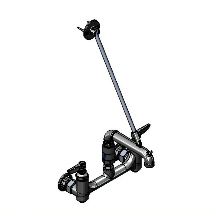 Product image #1 for T&S Brass Wall-Mount Service Sink Faucet, 8-Inch Centers, Lever Handles, Dual Vacuum Breaker, Rough Chrome