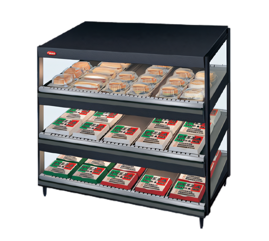 Product image #1 for Hatco Glo-Ray 36-Inch Countertop Pass-Through Merchandising Warmer with 3-Tier Slanted Shelves