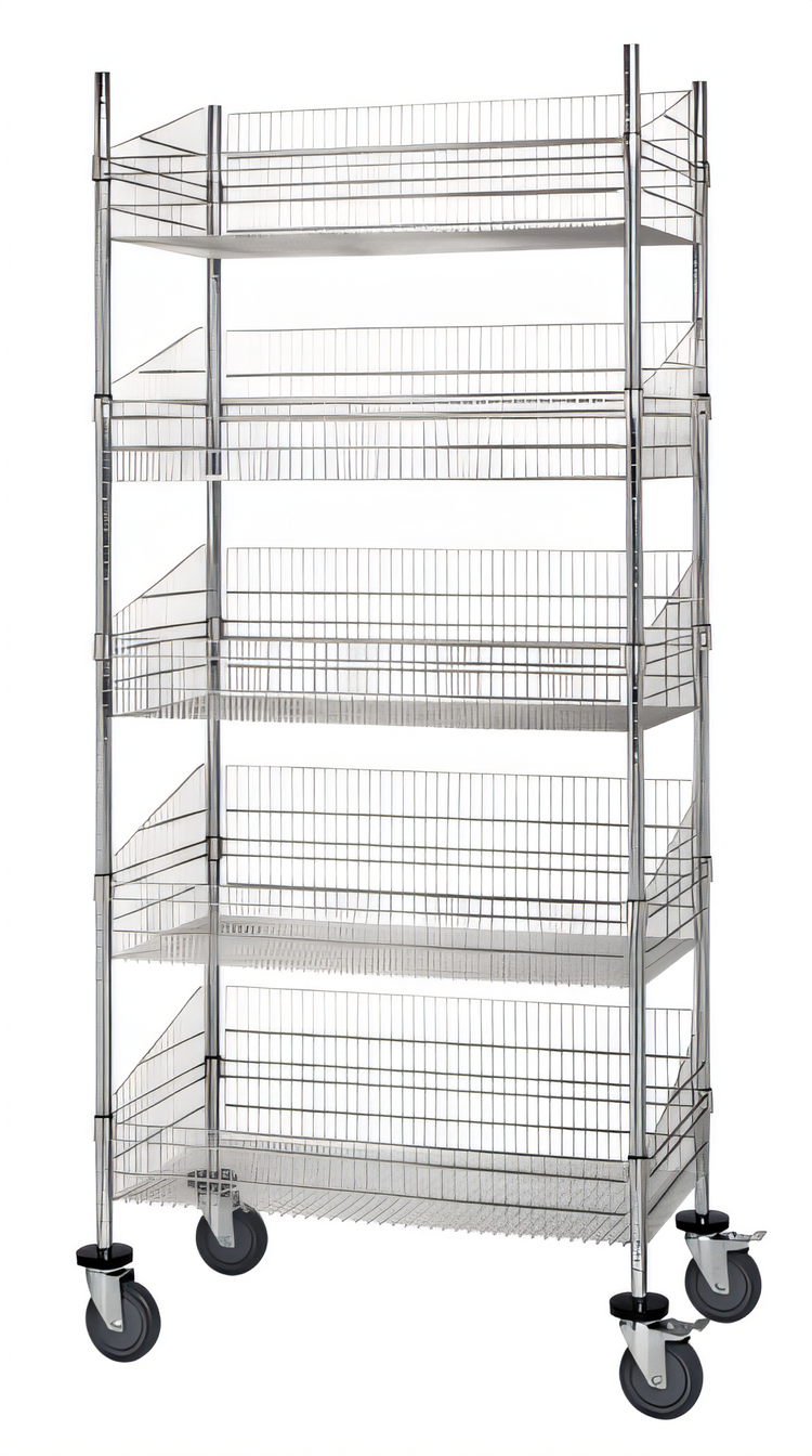 Product image #1 for Quantum 5-Basket Post Basket Food Cart, 24 x 24 x 80 Inches, Chrome Plated Finish