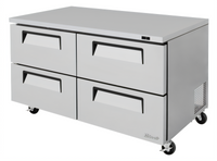 Turbo Air Super Deluxe 60-Inch Two-Section Undercounter Drawer Freezer with 4 Drawers, Rear-Mount Self-Contained Refrigeration