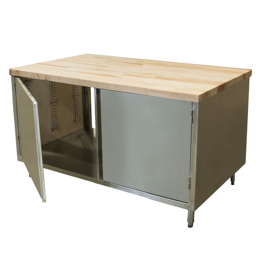 Product image #1 for BK Resources Dual-Access Chef Table with Hard Maple Top and Stainless Steel Cabinet Base, 48W x 36D