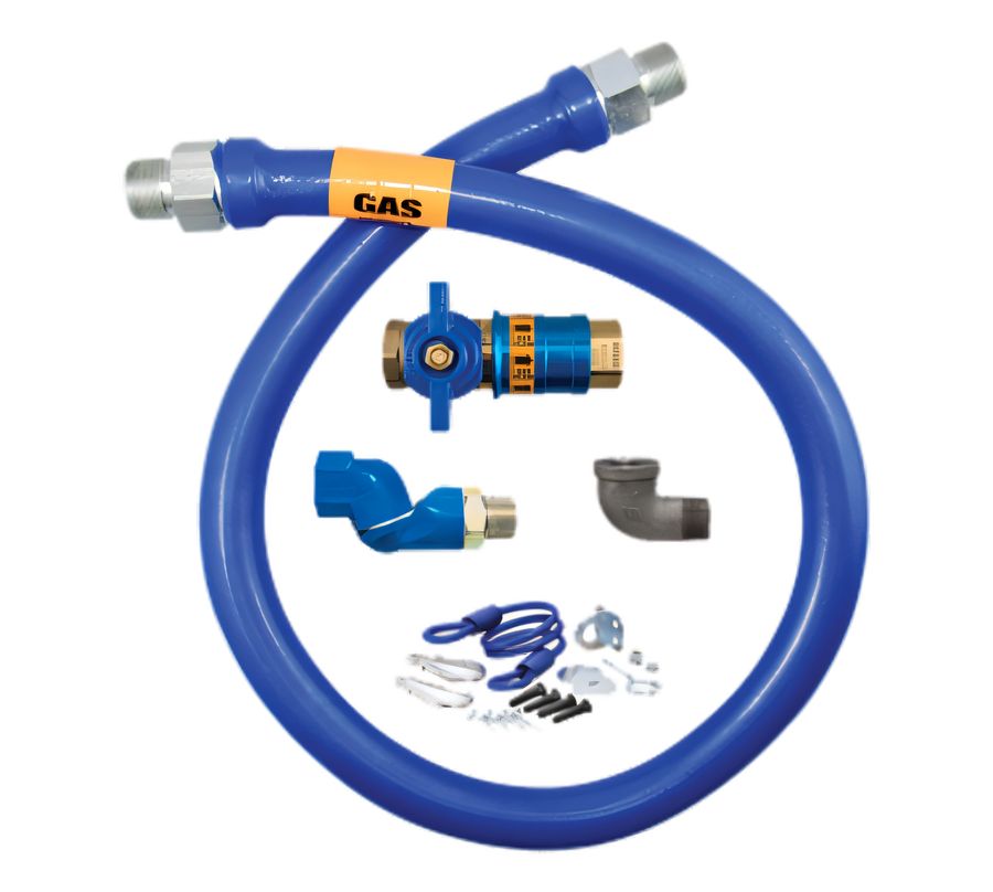 Product image #1 for Dormont Blue Hose 3/4-Inch ID x 36-Inch Moveable Gas Connector Kit with Safety Quik Valve and Swivel MAX